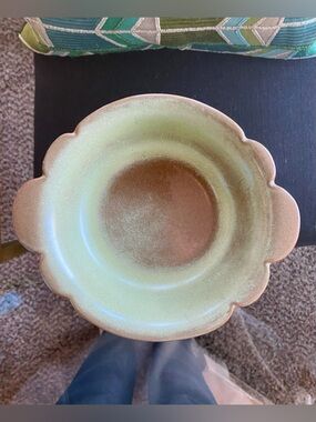 VTG Frankoma Pottery Plainsman Prairie Green Scalloped Basin Bowl 30B 7” MCM